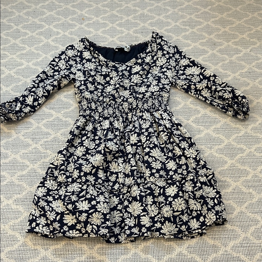 Vineyard Vines Navy and White Floral Kids Dress